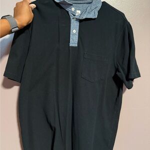Merona Black Polo Shirt with Blue Accents